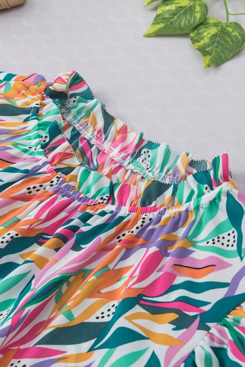 Rose Red Floral Print Ruffled Flutter Sleeve Blouse - Love Salve